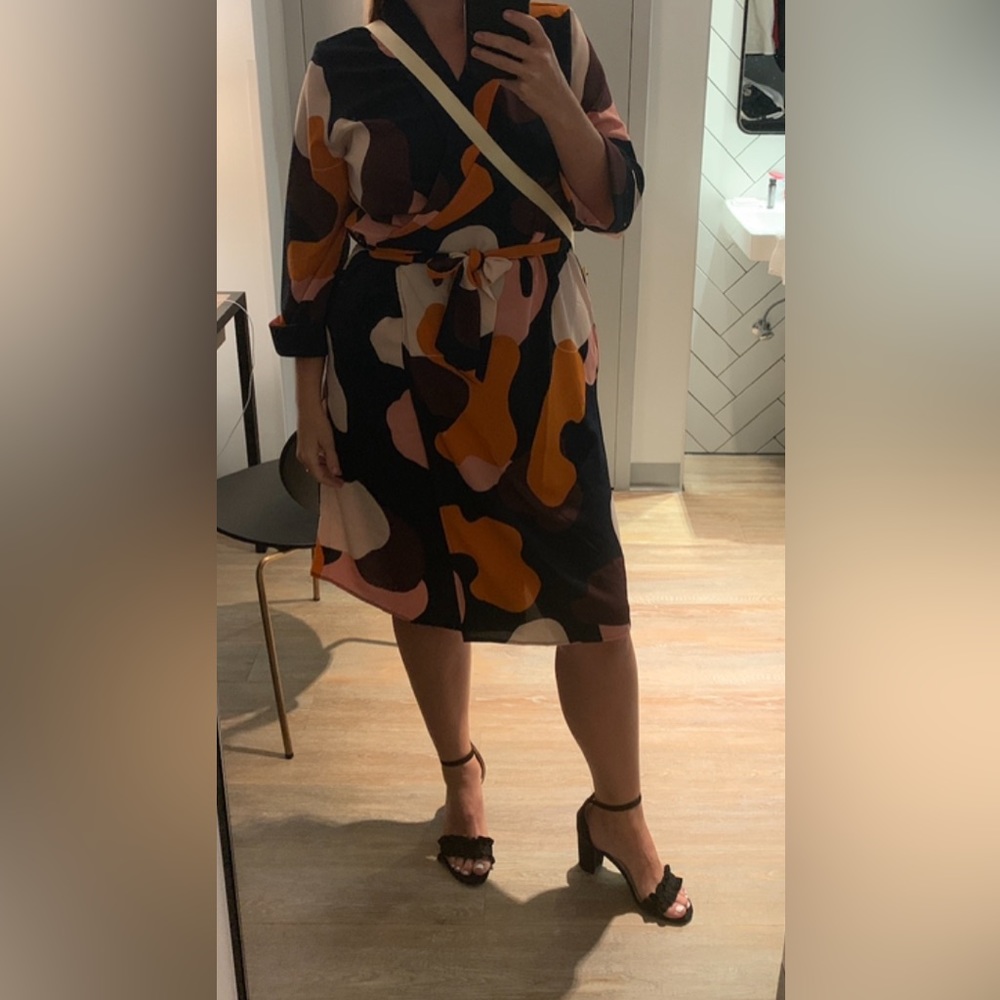 MONKI - abstract print wrap dress - Size 12
